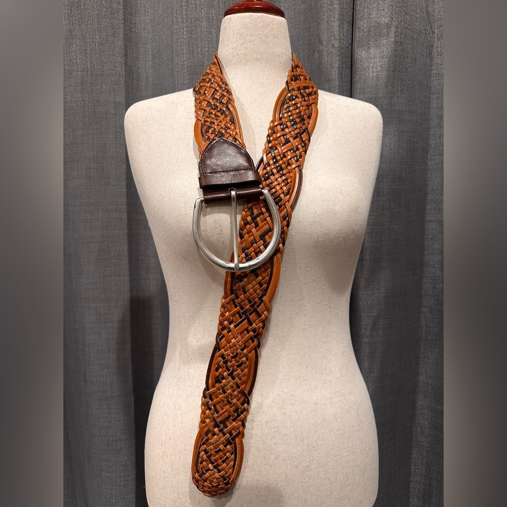 Linea Pelle Brown Leather Belt with Silver Buckle